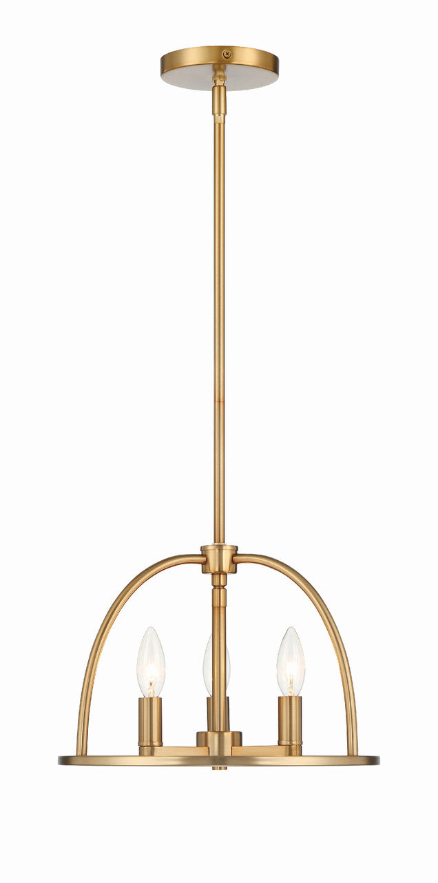 Crystorama Abbott 3 Light Vibrant Gold Chandelier ABB-3003-VG