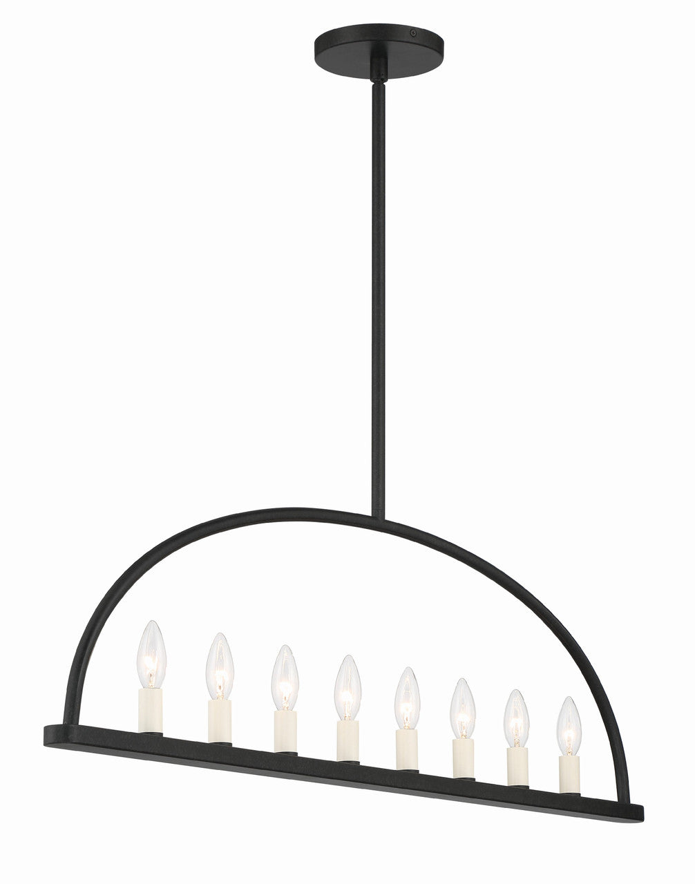 Crystorama Abbott 8 Light Black Linear Chandelier ABB-3007-BK