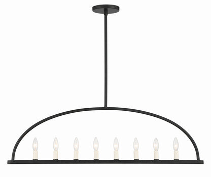 Crystorama Abbott 8 Light Black Linear Chandelier ABB-3007-BK