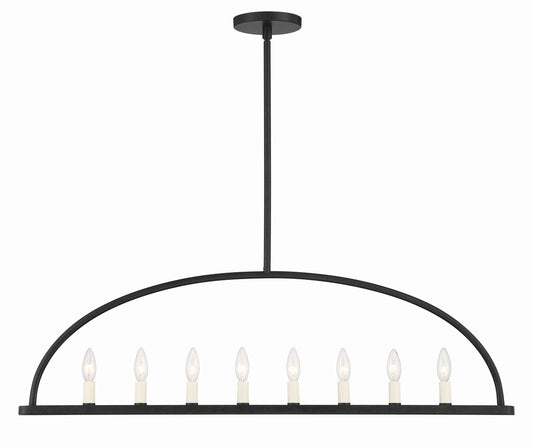 Crystorama Abbott 8 Light Black Linear Chandelier ABB-3007-BK