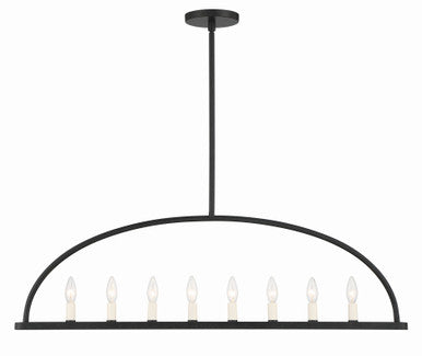 Crystorama Abbott 8 Light Black Linear Chandelier ABB-3007-BK