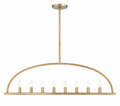 Crystorama Abbott 8 Light Vibrant Gold Linear Chandelier ABB-3007-VG