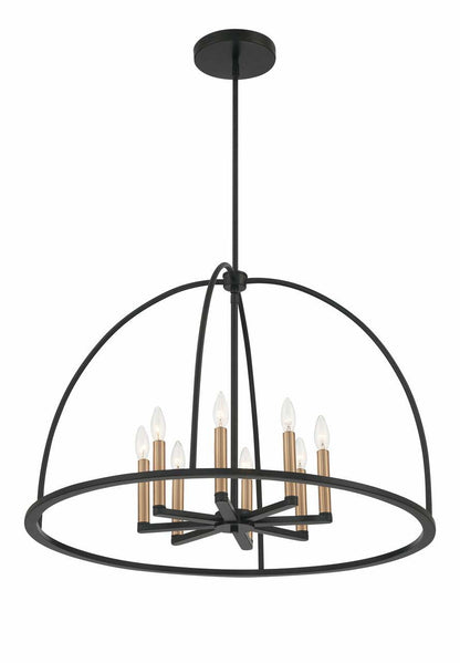 Crystorama Abbott 8 Light Black Chandelier ABB-3008-BK