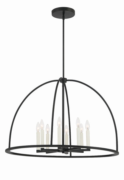 Crystorama Abbott 8 Light Black Chandelier ABB-3008-BK