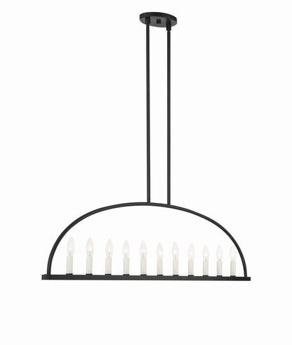 Crystorama Abbott 11 Light Black Linear Chandelier ABB-3009-BK