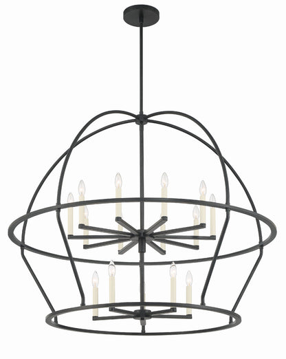 Crystorama Abbott 15 Light Black Chandelier ABB-3029-BK