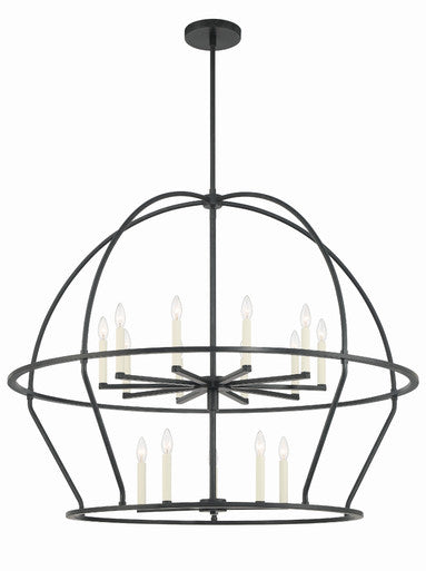 Crystorama Abbott 15 Light Black Chandelier ABB-3029-BK