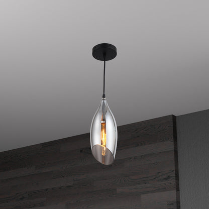 Dainolite 1 Light Incandescent Pendant, Black Finish with Smoked Glass ABB-61P-SM