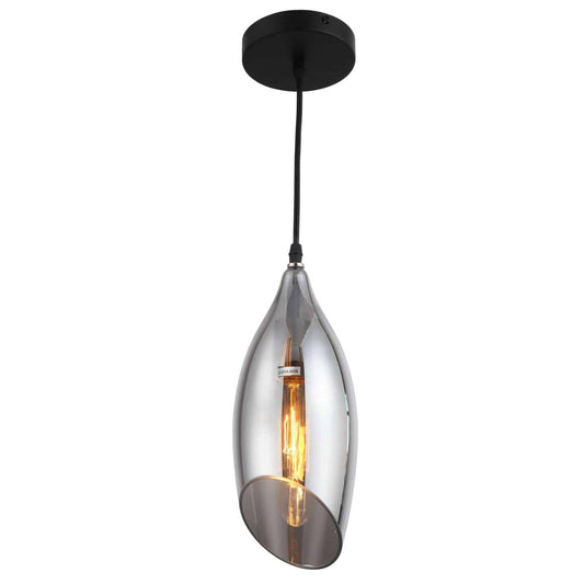 Dainolite 1 Light Incandescent Pendant, Black Finish with Smoked Glass ABB-61P-SM