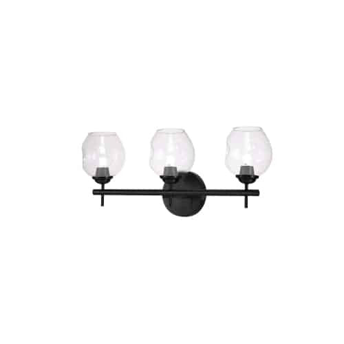 Dainolite 3 Light Halogen Matte Black Vanity Fixture w/ Clear Glass ABI-203W-MB-CLR