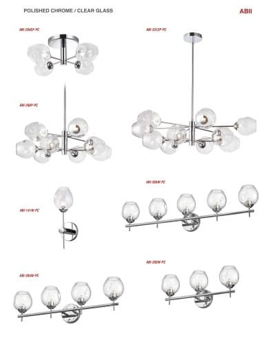 Dainolite 3 Light Halogen Vanity Polished Chrome with Clear Glass ABI-203W-PC