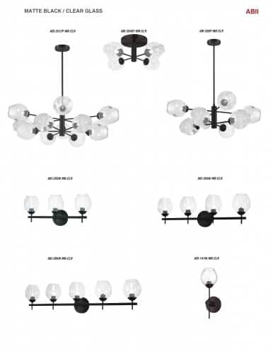 Dainolite 4 Light Halogen Matte Black Semi Flush w/ Clear Glass ABI-204SF-MB-CLR