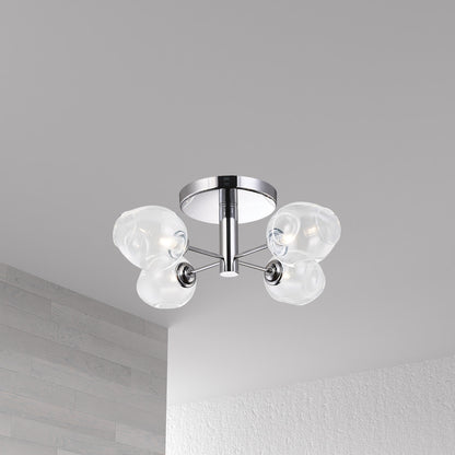 Dainolite 4 Light Halogen Semi Flush, Polished Chrome with Clear Glass ABI-204SF-PC