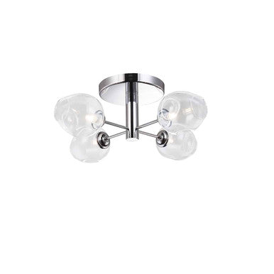 Dainolite 4 Light Halogen Semi Flush, Polished Chrome with Clear Glass ABI-204SF-PC