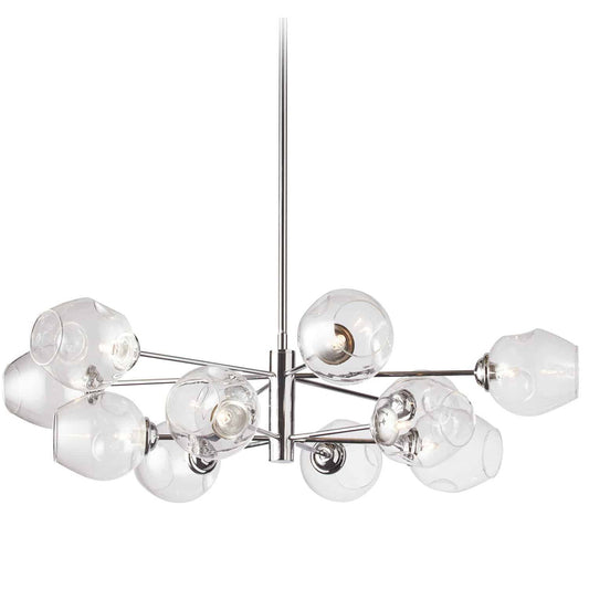 Dainolite 12 Light Round Pendant, Polished Chrome Finish with Clear Glass ABI-3312P-PC