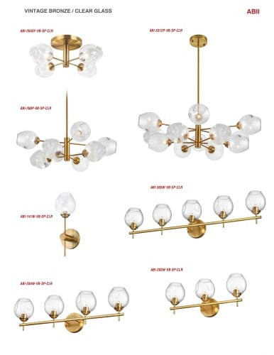 Dainolite 12 Light Halogen Pendant, Vintage Bronze with Clear Glass ABI-3312P-VB-SP-CLR