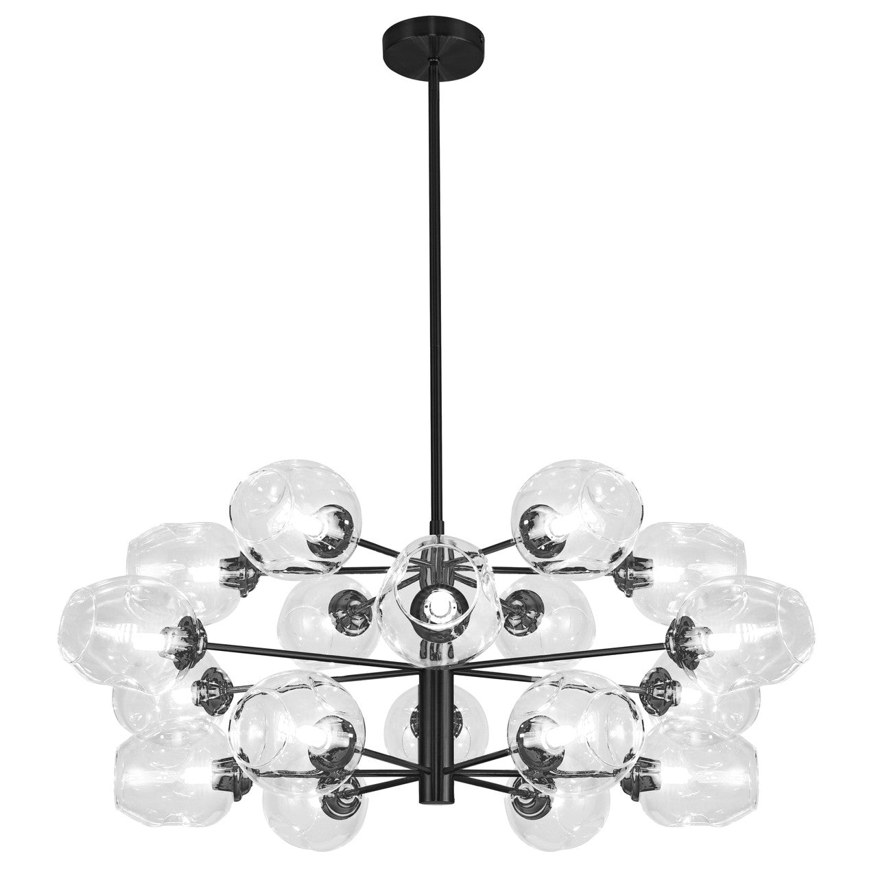 Dainolite 18 Light Halogen Chandelier Matte Black with Clear Glass ABI-3318C-MB-CLR