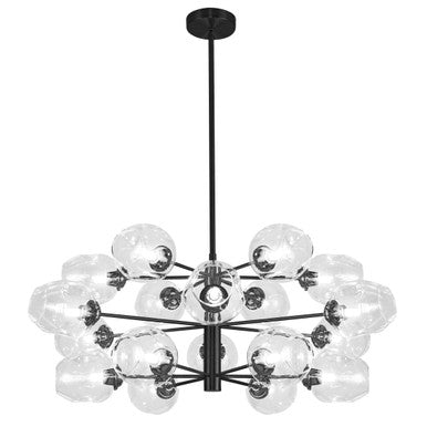 Dainolite 18 Light Halogen Chandelier Matte Black with Clear Glass ABI-3318C-MB-CLR