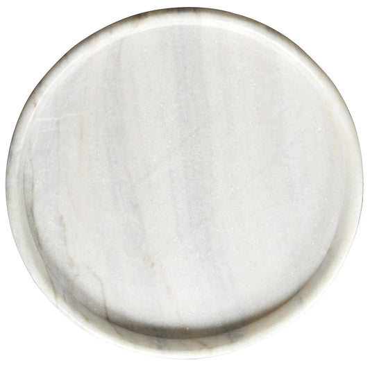 Noir 20" Round Tray in White Marble AC138-20