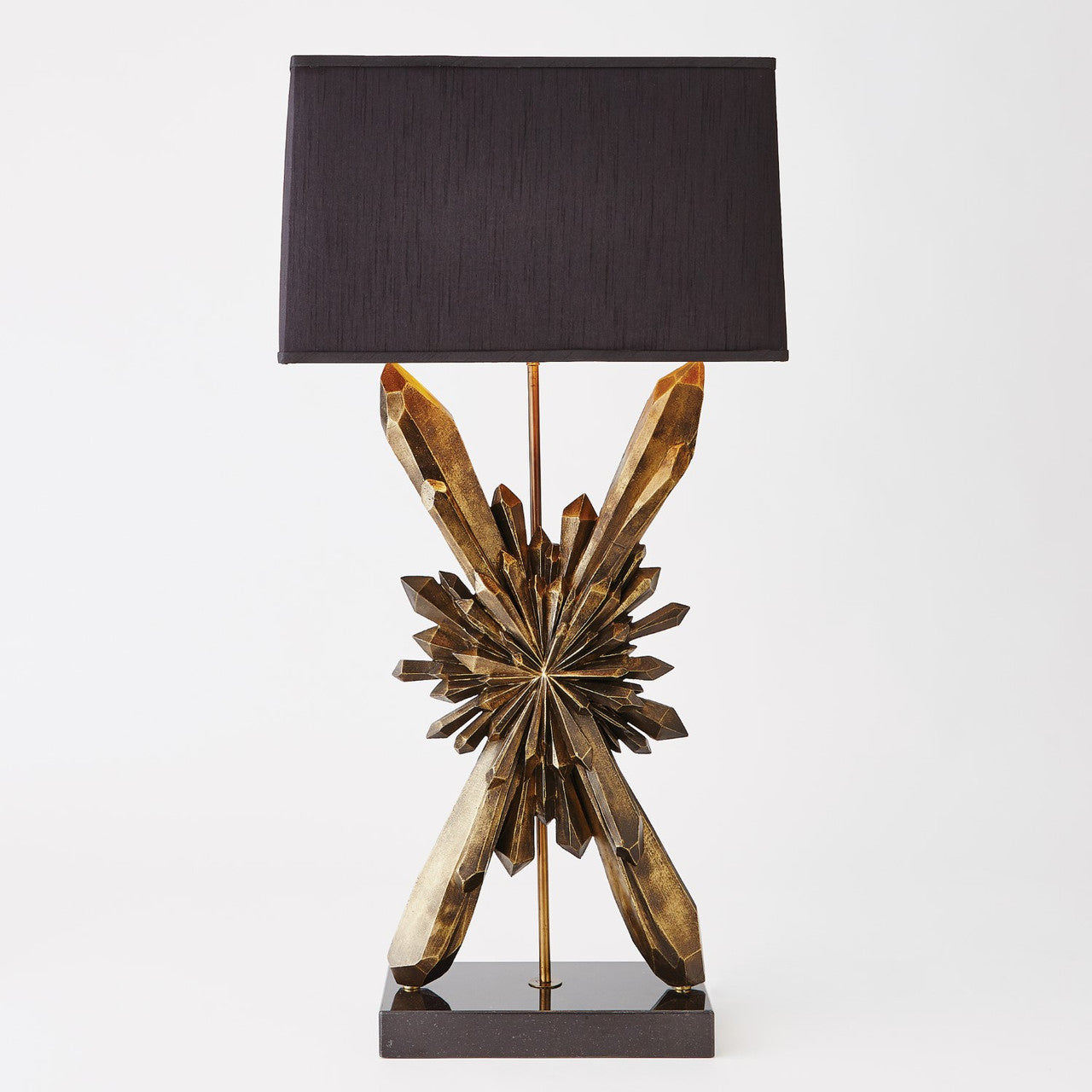 Global Views Facet Starburst Lamp Bronze with Black Shade AC5138