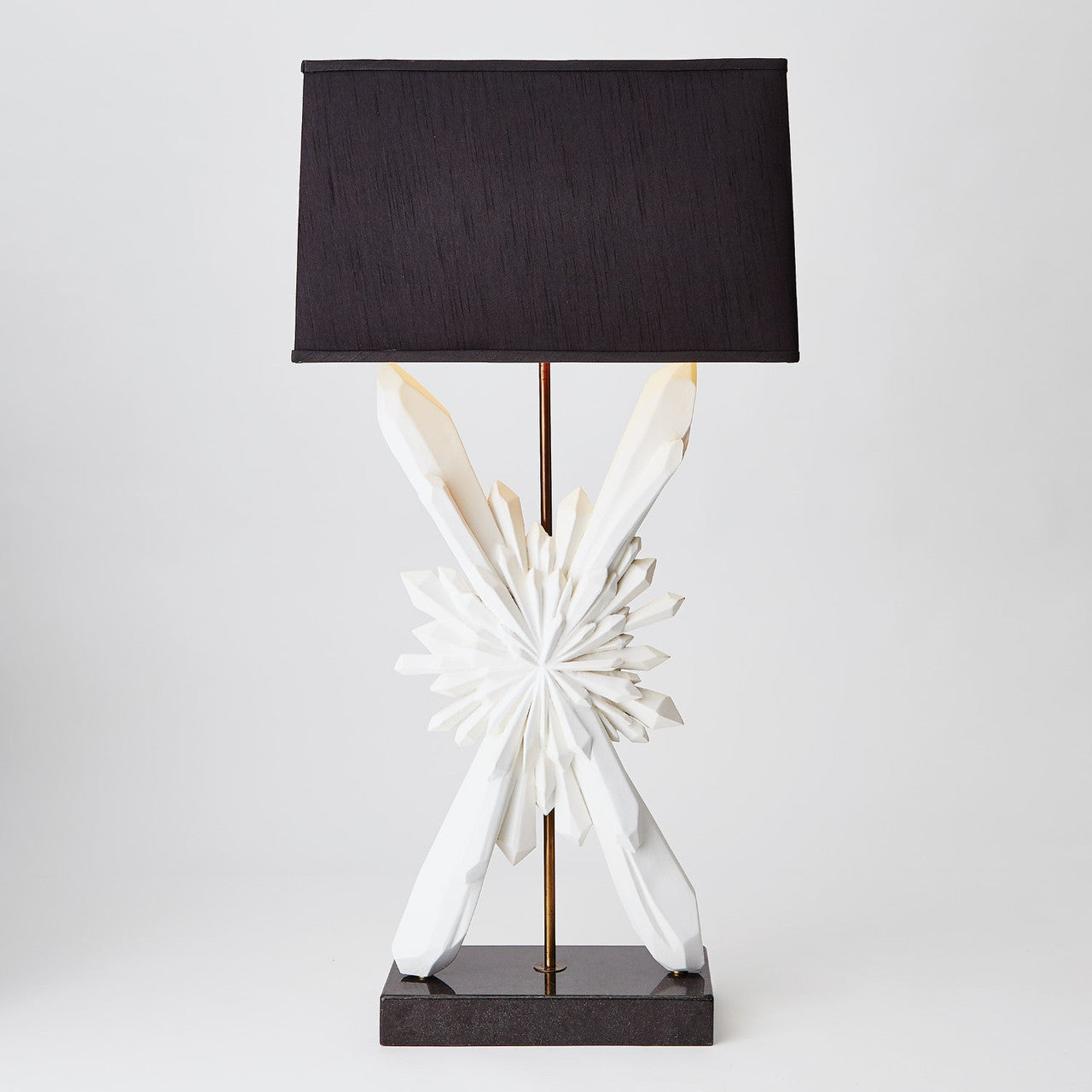 Global Views Facet Starburst Lamp in White with Black Shade AC5139