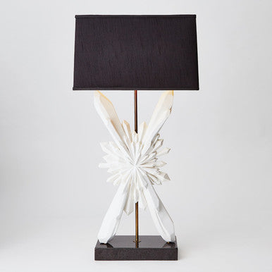 Global Views Facet Starburst Lamp in White with Black Shade AC5139