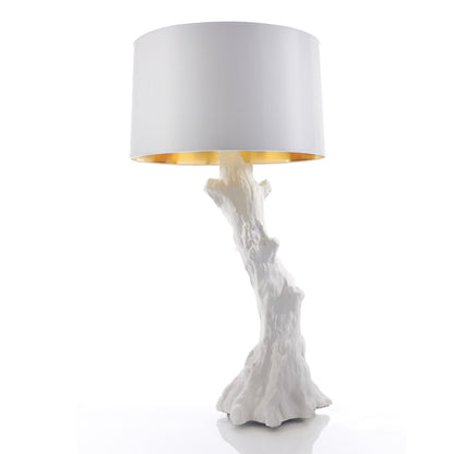 Global Views Faux Bois Lamp White with White Shade AC5142