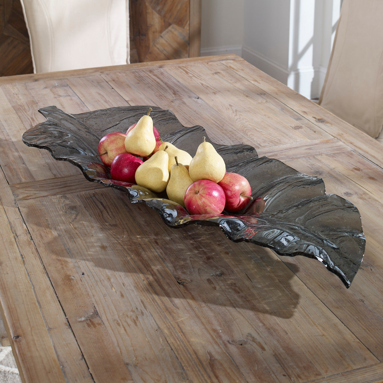 Uttermost Smoked Leaf Glass Tray 19862