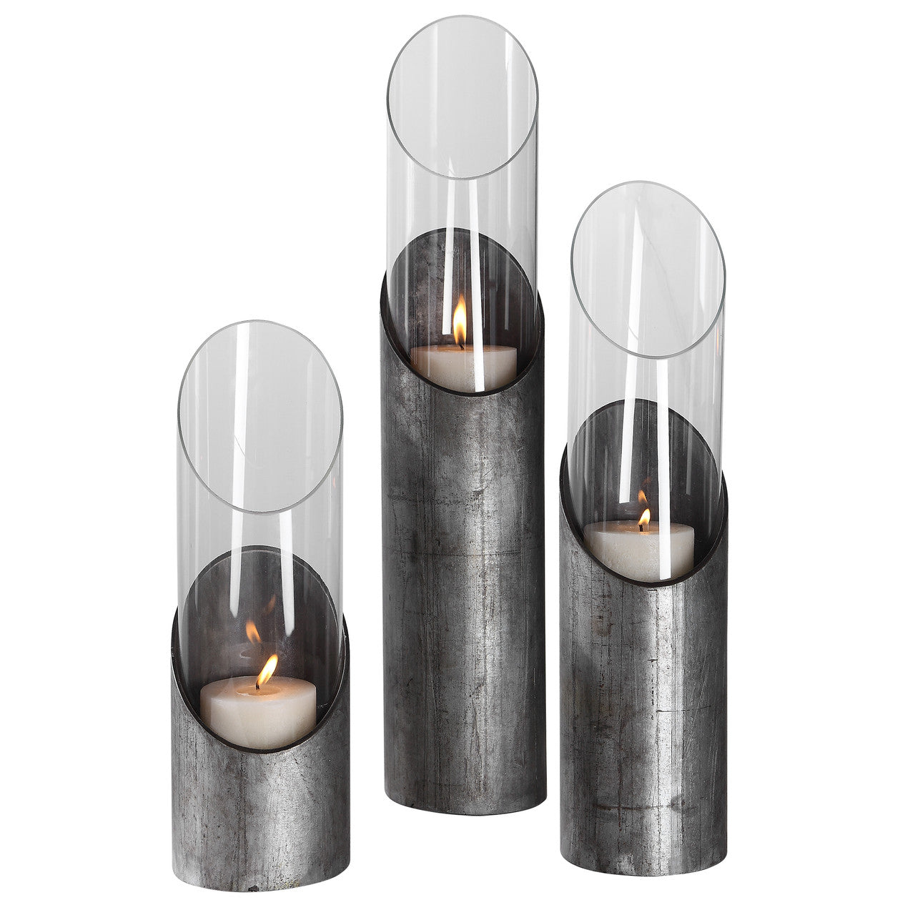 Uttermost Karter Iron & Glass Candleholders Set/3 17518