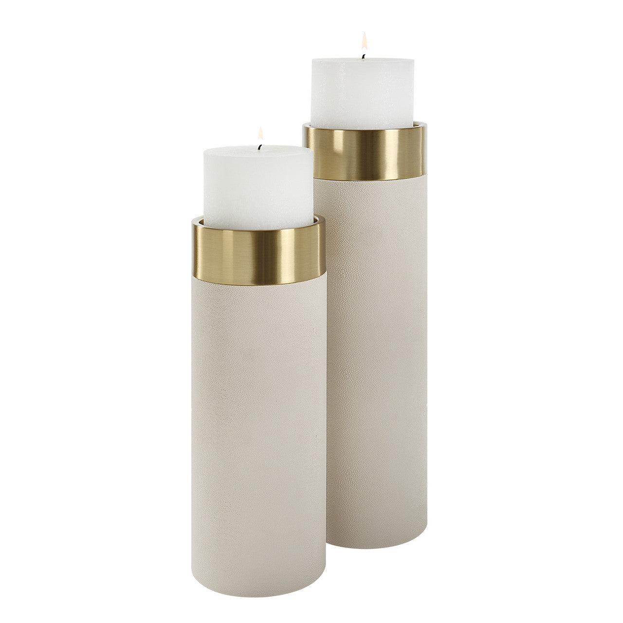 Uttermost Wessex White Pillar Candleholders Set Of 2 18100