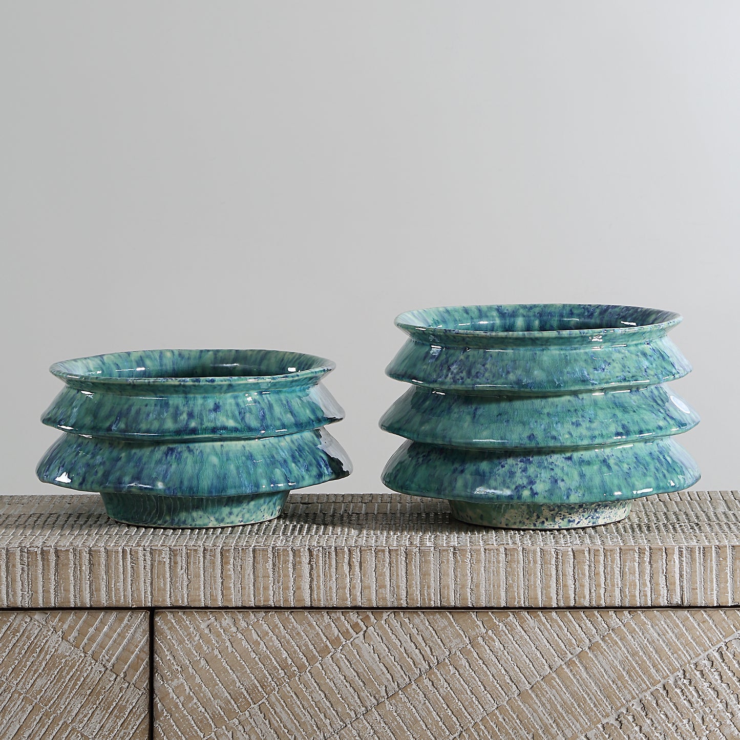 Uttermost ZigZag Blue Green Bowls Set/2 18147