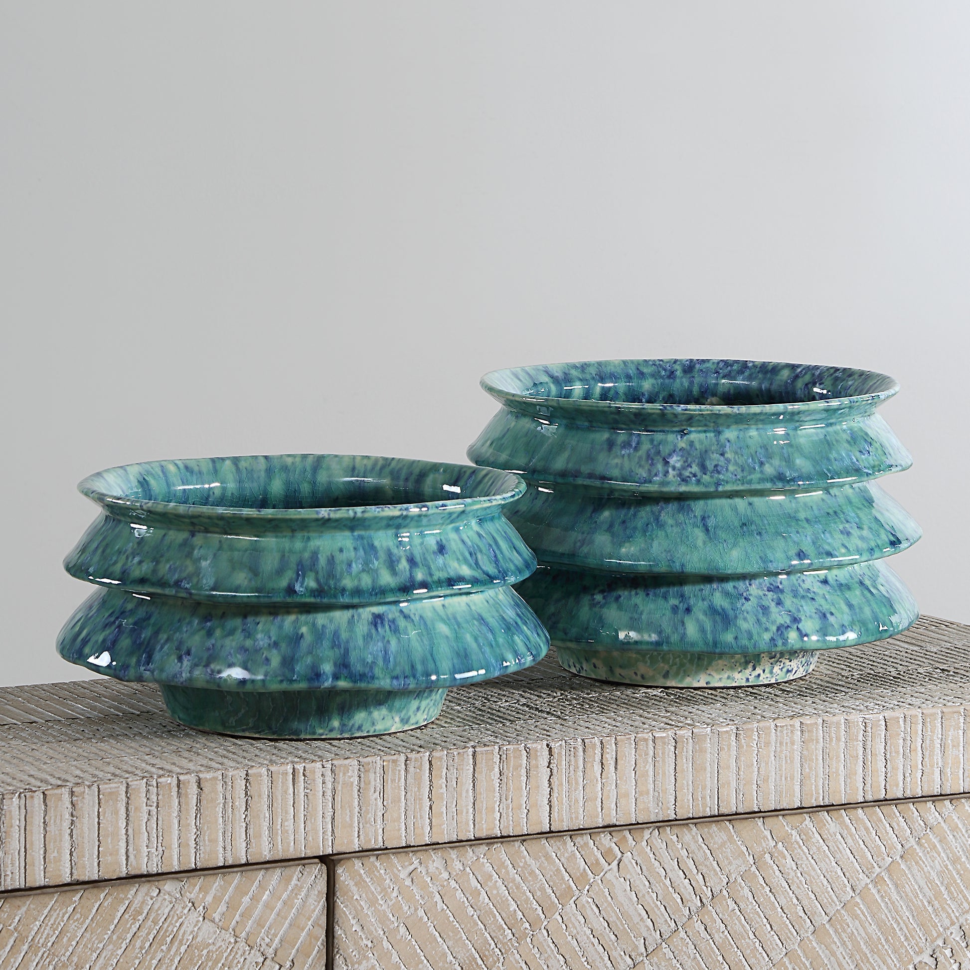 Uttermost ZigZag Blue Green Bowls Set/2 18147