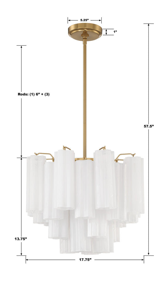 Crystorama Addis 4 Light Aged Brass Chandelier ADD-300-AG-WH