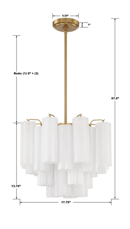 Crystorama Addis 4 Light Aged Brass Chandelier ADD-300-AG-WH