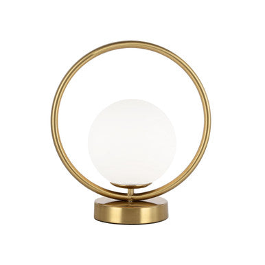 Dainolite 1 Light Halogen Table Lamp Aged Brass Finish with White Glass ADR-101T-AGB