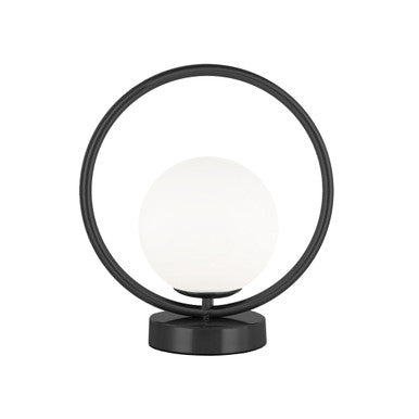 Dainolite 1 Light Halogen Table Lamp, Matte Black with White Opal Glass  ADR-101T-MB