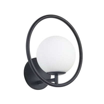 Dainolite 1 Light Halogen Wall Sconce, Matte Black w/ White Glass ADR-91W-MB