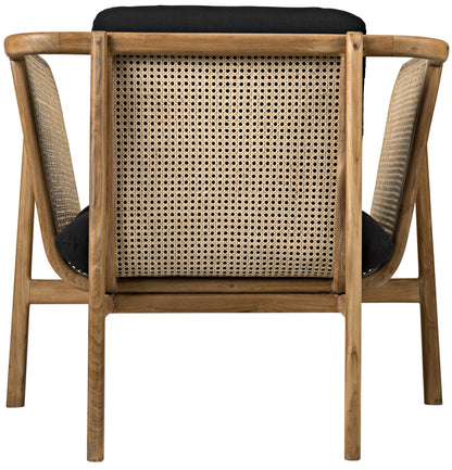 Noir Balin Chair with Caning in Clear Coat Flat AE-128T