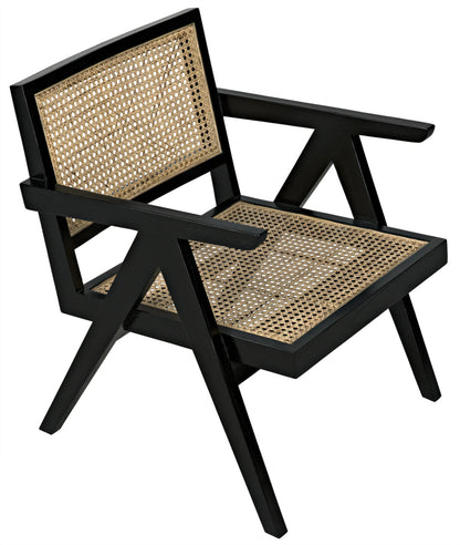 Noir James Relax Chair in Black Charcoal and Rattan AE-130CHB