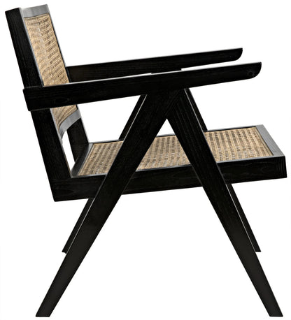 Noir James Relax Chair in Black Charcoal and Rattan AE-130CHB