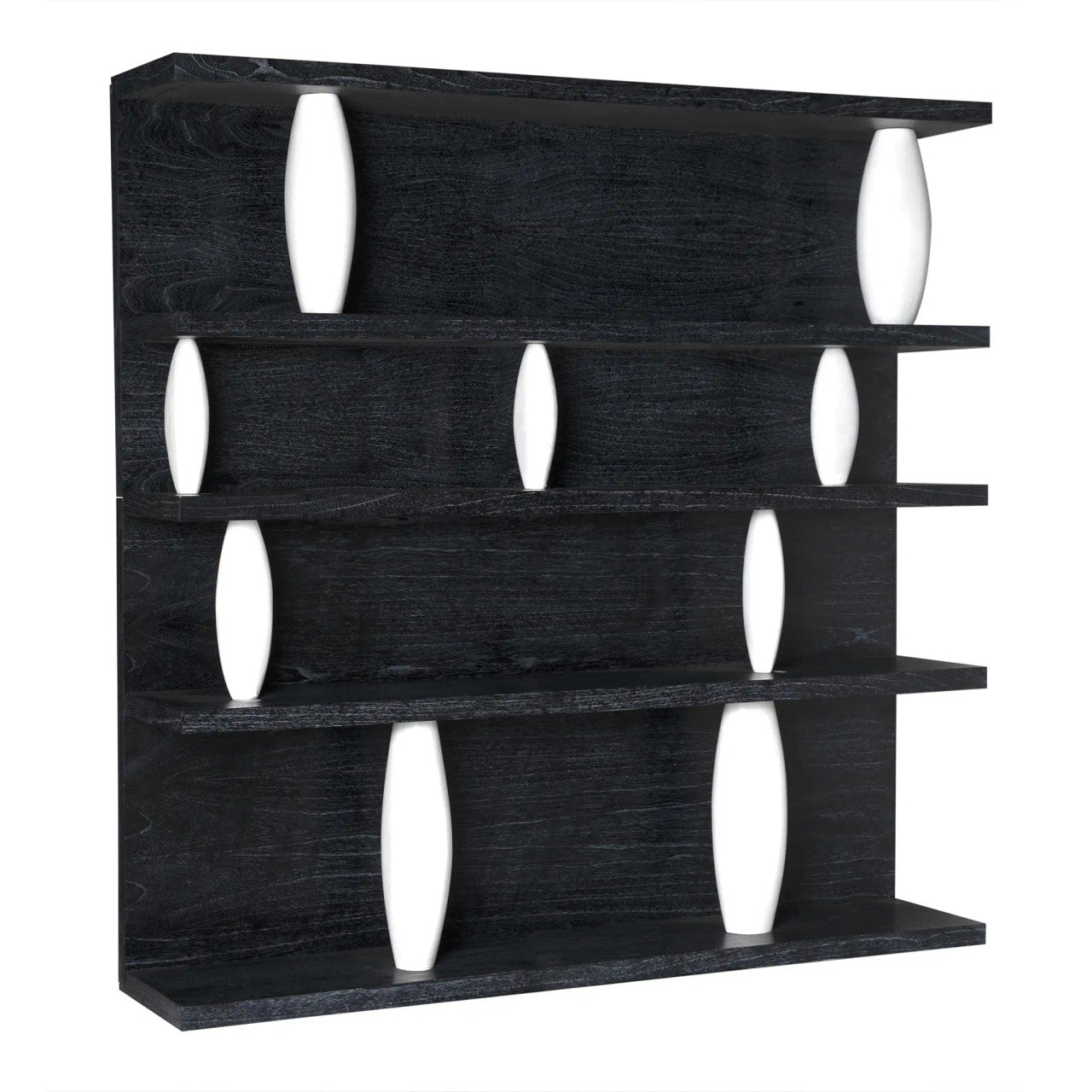 Noir Dorian Shelving in Cinder Black with White Wash AE-206