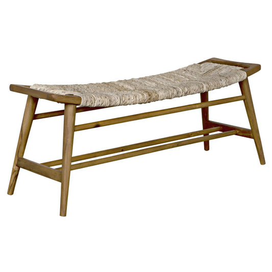 Noir Stockholm Bench with Woven in Rush Seagrass AE-225T