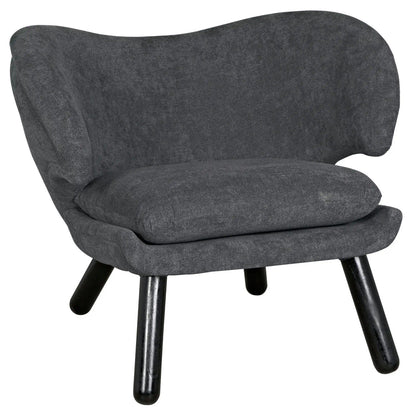 Noir Valerie Chair with Grey Fabric in Charcoal Black AE-230G