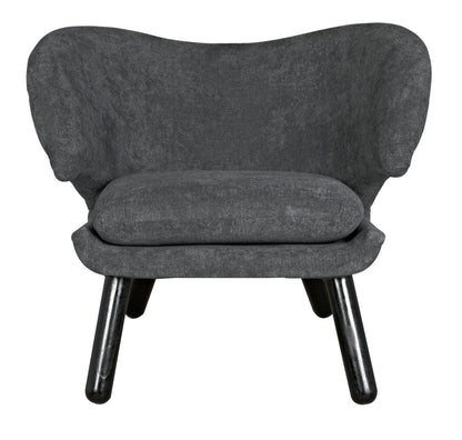 Noir Valerie Chair with Grey Fabric in Charcoal Black AE-230G