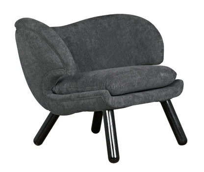 Noir Valerie Chair with Grey Fabric in Charcoal Black AE-230G