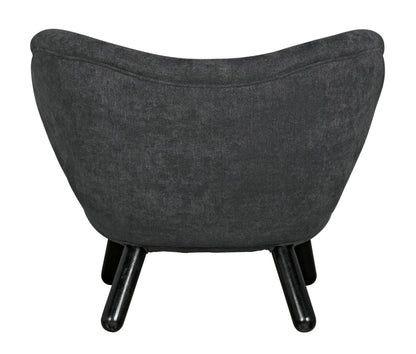 Noir Valerie Chair with Grey Fabric in Charcoal Black AE-230G