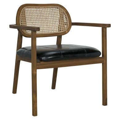 Noir Tolka Chair Teak with Leather Seat in Clear Coat Flat AE-234T