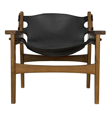 Noir Nomo Chair Teak with Leather in Clear Coat Flat AE-235T