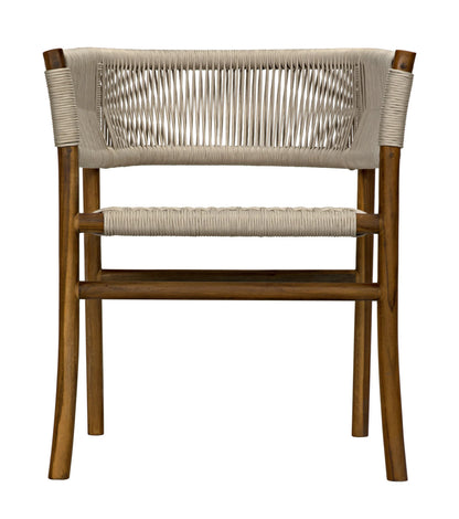 Noir Conrad Chair Teak with Woven Rope in Clear Coat Flat AE-237T