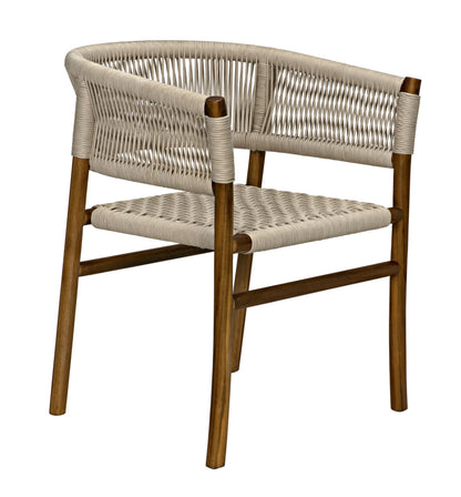 Noir Conrad Chair Teak with Woven Rope in Clear Coat Flat AE-237T